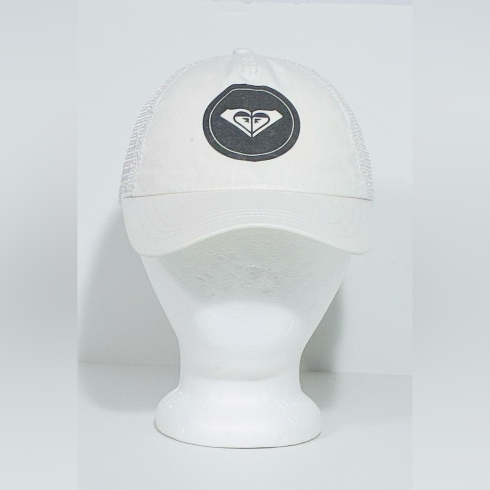 Roxy Logo Trucker Hat Cap White Gray One Size